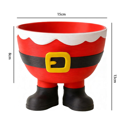 Red Printed Christmas Feet Bowl – Santa & Elf Designed Candy Holder, Cute Christmas Candy Display Bowl