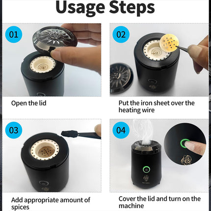 Mini Electric Incense Burner Portable Rechargeable USB Bakhoor Aroma Diffuser for Home Decoration