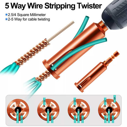 3Pcs Wire Stripper & Twisting Tool with 1/4" Chuck