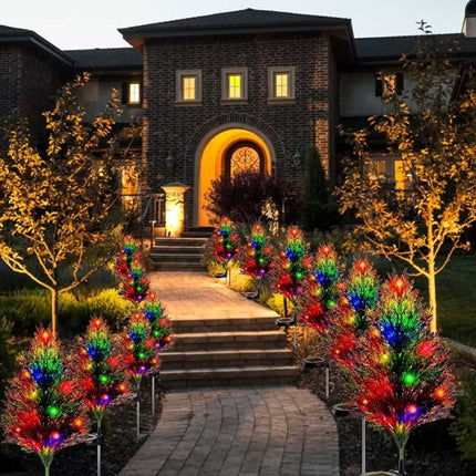 2‑Pack Solar Pine Tree Stake Lights, Waterproof LED Christmas Garden Decor