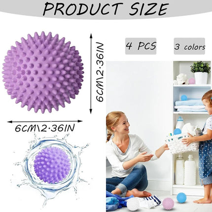 4Pack Reusable Eco Dryer Balls | Plastic Softener Balls for Tumble Dryers & Washing Machines