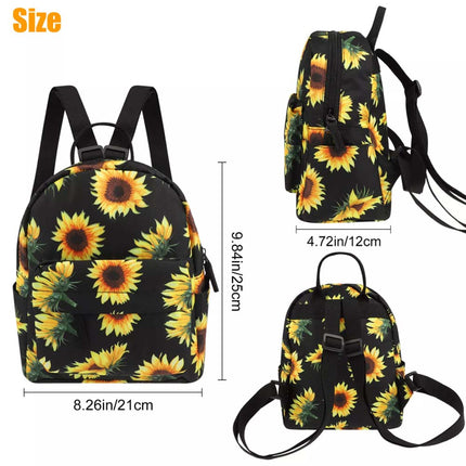 Mini Sunflower Pattern Women Backpack Crossbody Handbag