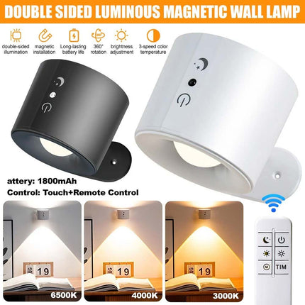 Rechargeable LED Wall Sconce Light, Magnetic Wall Mounted Night Lamp with Remote Control