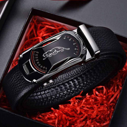 Mens Leather Belt Detachable Waistband Cuttable Strap Automatic Steel 120CM