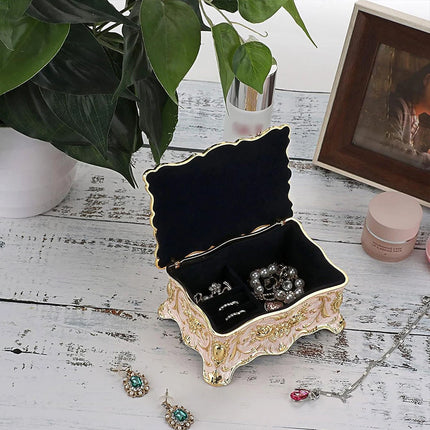 Vintage Alloy Jewellery Box, Trinket Organiser, Ring Necklace Storage Case, Gift Present