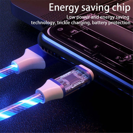 4Pcs 1M LED Flowing Light Charging Cable, 3 in 1 Multi Connector Charger Cord
