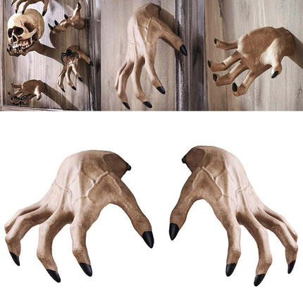 Scary Resin Hand‑Claw Wall Pendant, Halloween Art Craft Party Decoration Ornament