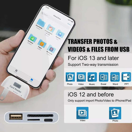 4-in-1 USB SD TF Card Memory Card Reader OTG Adapter For iPhone 14 13 12 11 iPad