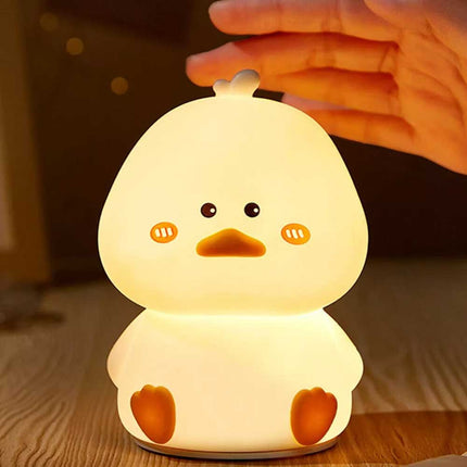 Silicone LED Night Light Duck Touch Bedside Lamp Kid Bedroom USB Rechargeable