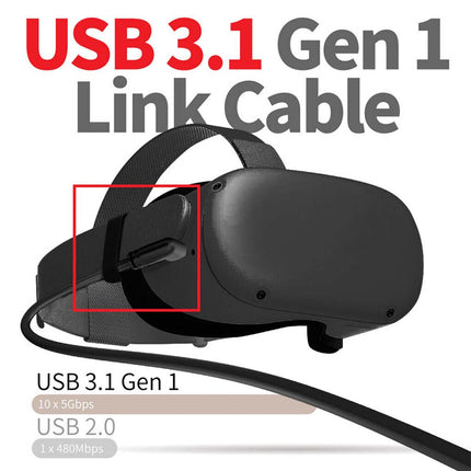 For Oculus Quest/Quest 2 VR Headset Link Cable USB-C USB 3.0 5Gbps Charging Cord