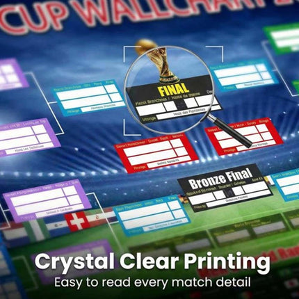 2Pcs 2026 World Cup Football Wall Chart, 87×58CM Foldable Match Schedule Poster