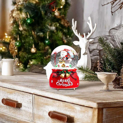 Christmas Santa Musical Snow Globe with Colour Changing LED Lights, Red Base, 12cm Indoor Festive Decor