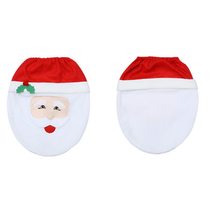 Santa Toilet Seat Cover Rug Bathroom Set Decoration Christmas Xmas Home Decor