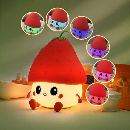 7 Colors Strawberry Night Light - Wireless 11cm Bedroom Lamp for Home Decor & Gifting