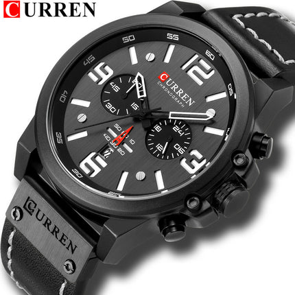 Men's Business Casual Quartz Wrist Watch, Leather Strap Analog Male Dress Watch