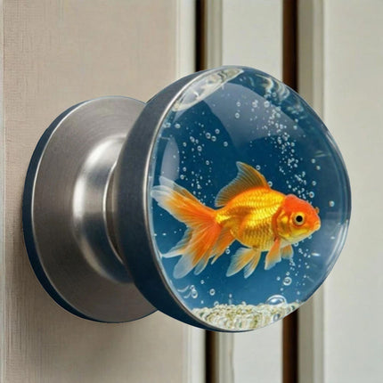 Retro Goldfish Animal Artistic Knob Round Door Knob Decorative Door Handle