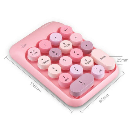 18 Keys Portable Wireless Numeric Keypad, Retro Round Keycap Number Pad