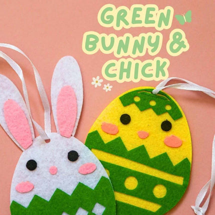 24Pcs Easter Felt Eggs Hanging Decoration, Chicks & Bunny Design, Home Party Ornament