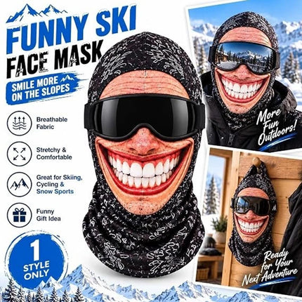 3D Funny Face Balaclava Ski Mask, Winter Windproof Full Face Cover for Motorcycle Cycling Outdoor Sports