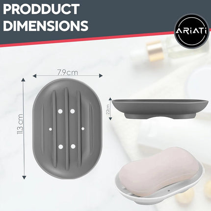 2 Pack Silicone Soap Holder, Drain Hole Soap Dish Tray for Bathroom