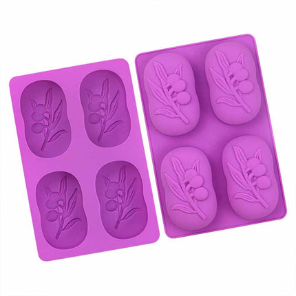 4 Cavity Craft Tools Olive Tree Shape Silicone Mould Handmade Cake Soap Mold AU