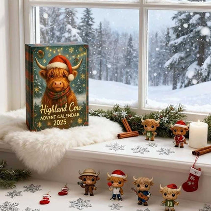 2025 2D Highland Cow Advent Calendar – 24-Day Surprise Box, Christmas Decoration
