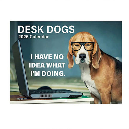 2026 Funny Desk Dogs Calendar, Month-to-View Hanging Dog Calendar for Home & Office