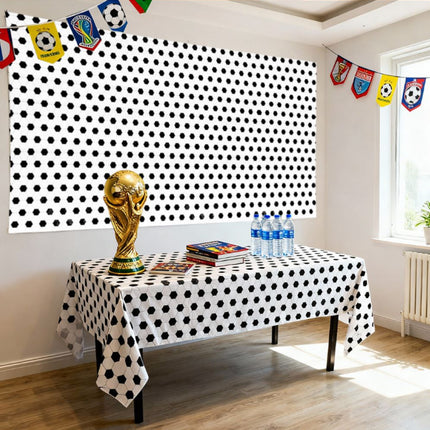 2 Pack Football Themed PE Tablecloth, Disposable Waterproof Table Cover for Sports Party Decoration