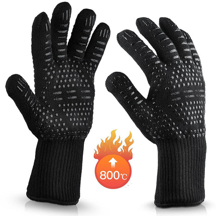 2x1472°F Heat Proof Resistant Oven BBQ Gloves 35cm Kitchen Cooking Silicone Mitt