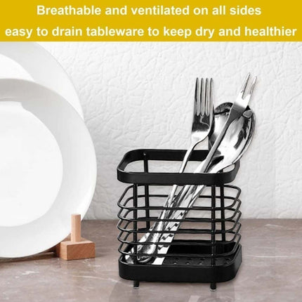 Stainless Steel Utensil Caddy, Kitchen Sink Organizer with Drainage, Cutlery Holder Drainer Stand