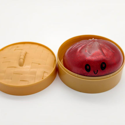 2 Pack Slow Rebound Steamed Bun Squishy Stress Relief Fidget Toy, Gold Red Soft Squeeze Sensory Toy