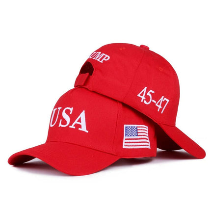 Patriotic USA 45–47 Embroidered Adjustable Baseball Cap Red  Unisex Hat for Outdoor & Casual Wear