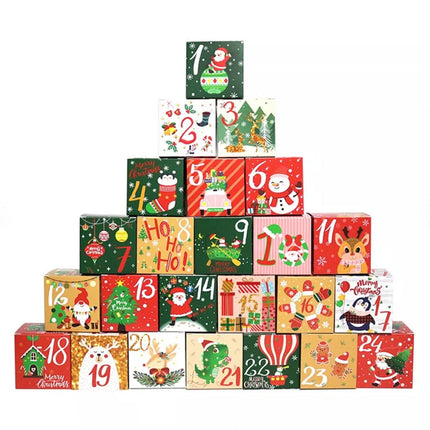 24Pcs DIY Christmas Advent Calendar Boxes 24 Days Countdown Calendar Gift Boxes