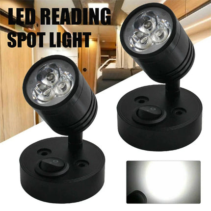 2x LED Reading White Light Camper Caravan Van Motorhome Boat Interior Spot Lamp 12V