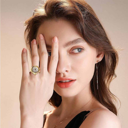 Bling Women Finger Ring Watch Analog Finger Ring Watch Ring Quartz Watch Ring