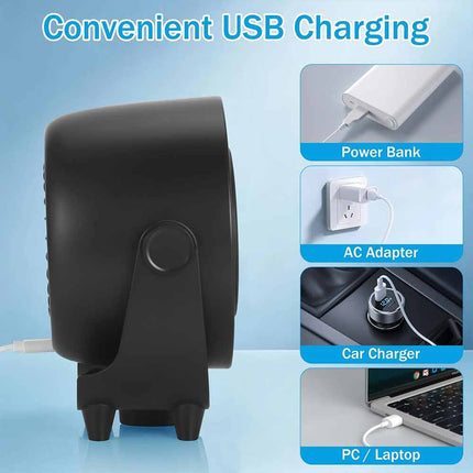 Rechargeable Misting Desk Cooling Fan 6000mAh USB Portable Desktop Fan Black