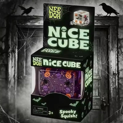 Halloween Cube Squishy Fidget Toy, Spooky Stress Relief Sensory Cube for Kids & Adults