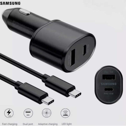 60W Samsung Super Fast Charging Dual Car Charger (45W+15W) 2 Port USB-C & USB-A