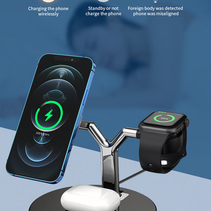 3‑in‑1 Wireless Charging Dock Station, Multi‑Device Wireless Charger for Smart Watch & Mobile Phone