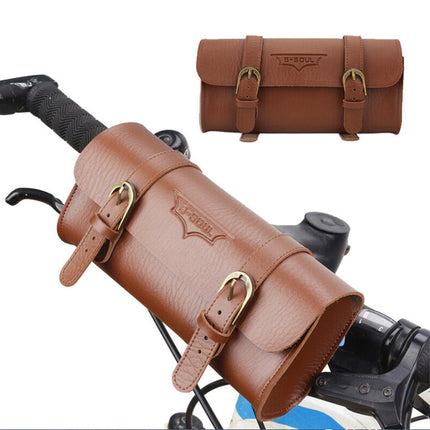 Leather Bicycle Seat Bag Vintage Bike Saddle Tail Bag Pannier Cycling Pouch