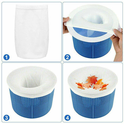 30/40/60 Pack Fine Mesh Pool Skimmer Socks, Reusable Filter Saver Basket Screens White