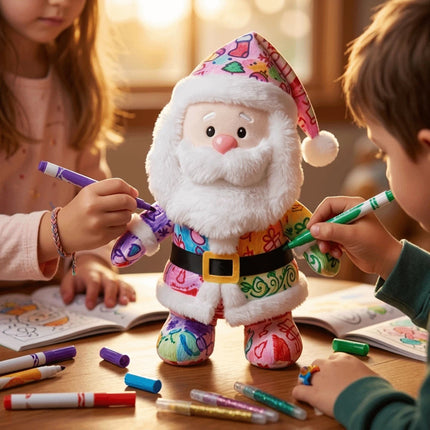 DIY Paintable Blank Santa Claus Plush Toy, Unpainted Christmas Stuffed Doll for Hand‑Painting Craft Project