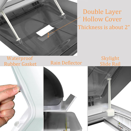 Caravan Motorhomes RV Roof Hatch Skylight 400X400 With Blind And LED Light