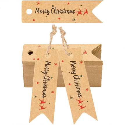 200 PCS Merry Christmas Brown Kraft Paper Small Gift Tags - Christmas Gift Labels
