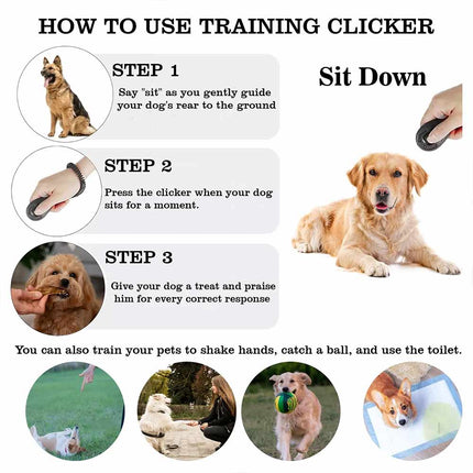 2PCS DOG PUPPY SCHOOL CLICKER Professional TRAINING AID Black Pet Trainer