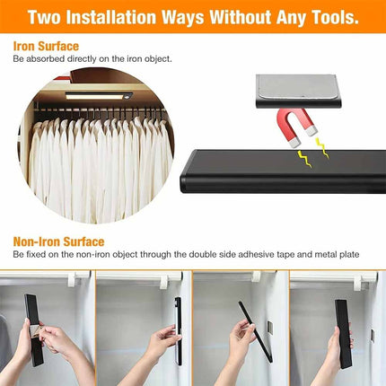 Magnetic PIR Motion Sensor LED Under Cabinet Light, USB Rechargeable Wireless Closet Lamp, Available in Black/White 30/40/50cm
