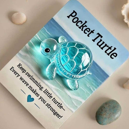 Pocket Crystal Turtle & Penguin Hug Keepsake Card Heartwarming Gift for Friends & Loved Ones