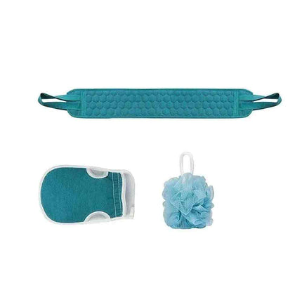 3-in-1 Exfoliating Body Scrubber Set – Back Scrubber, Bath Glove & Shower Loofah
