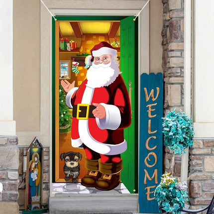 180×90cm Christmas Hanging Door Banner Decorative Door Cover Window Sign