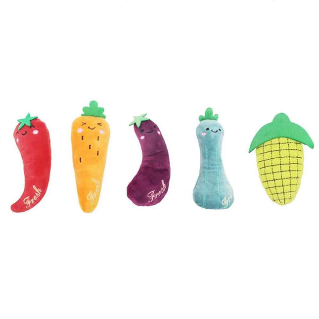 5Pcs Catnip Cat Toys Soft Plush Teeth Grinding Interactive Sound Play Toys